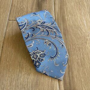 Brioni Silk Neck Tie Men's Light Blue Paisley Designer Formal Office Business
